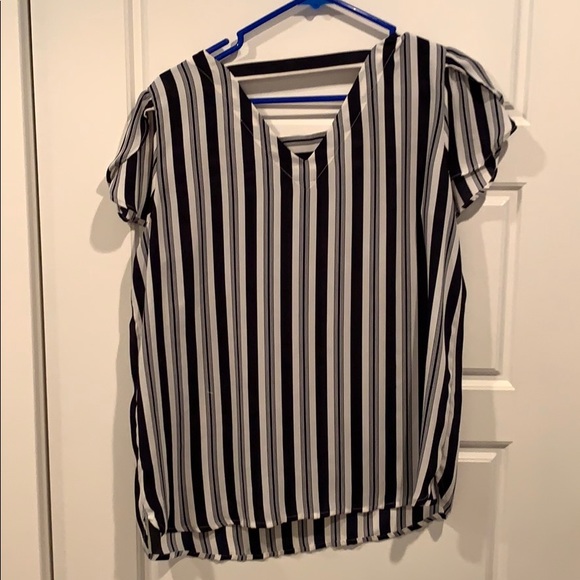 LOFT navy/white striped blouse - Picture 2 of 5